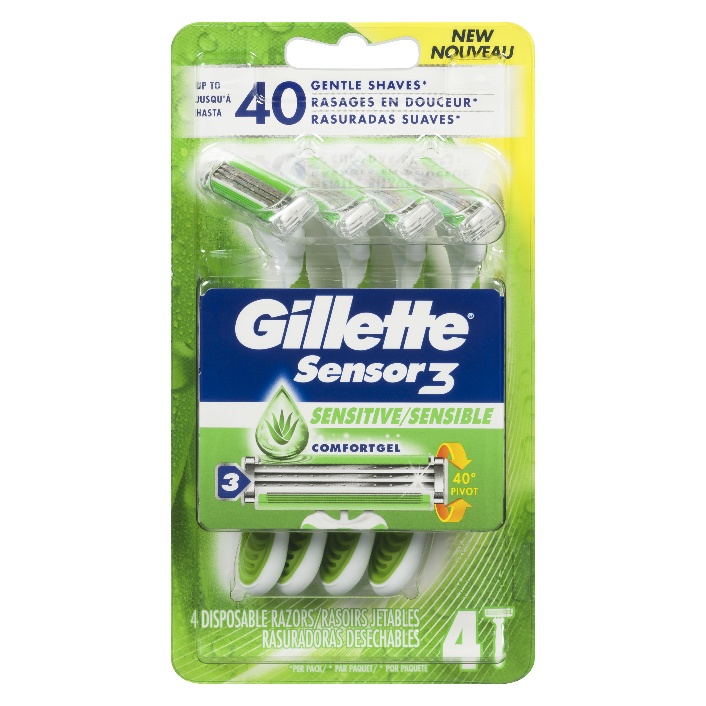 Buy Gillette Sensor3 Disposable Razor Sensitive 4 Razors | Sobeys Inc.