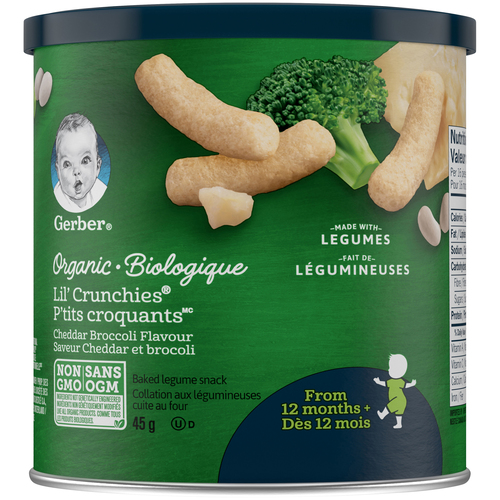 Gerber Lil' Crunchies Organic Baked Legume Snack Cheddar Broccoli