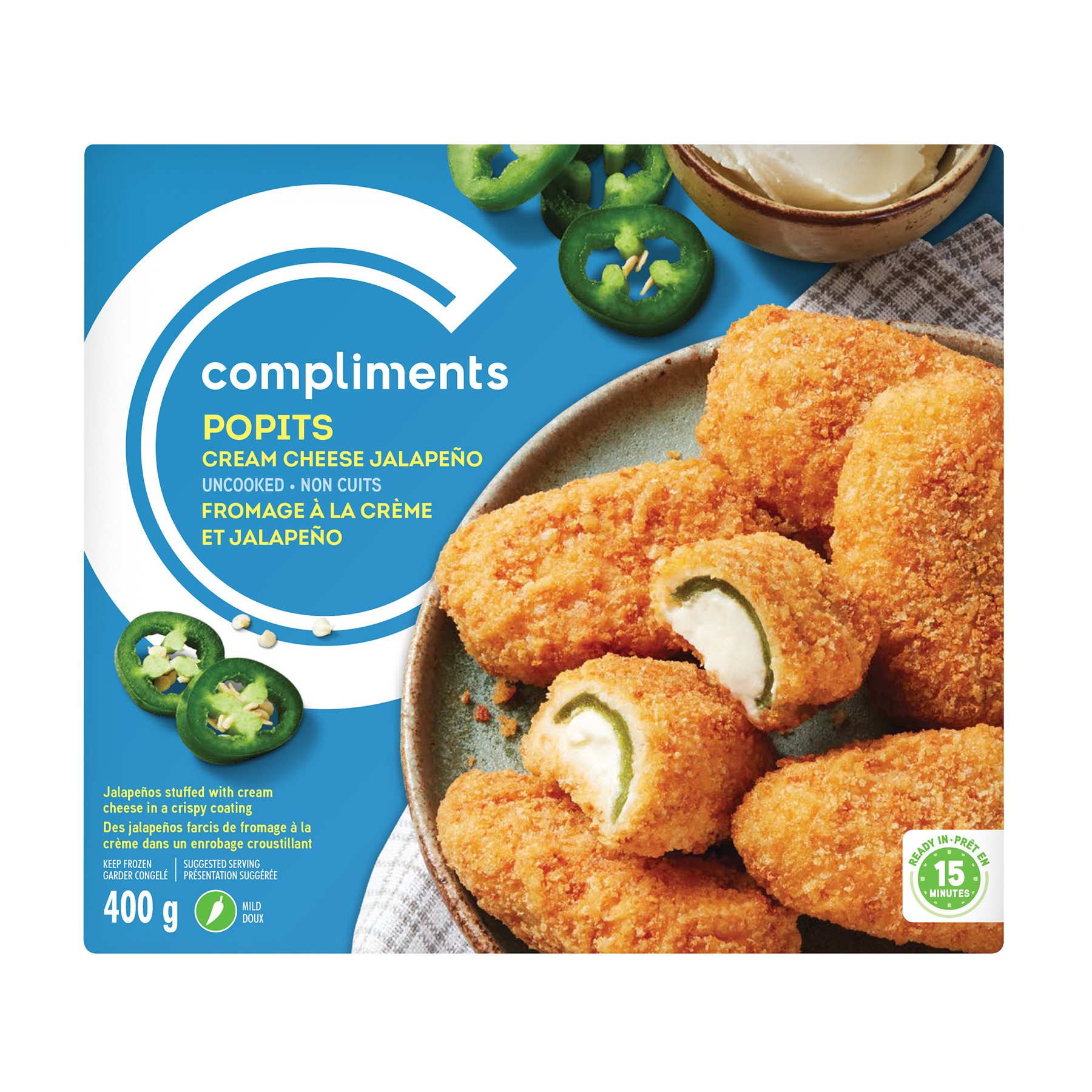 Compliments Frozen Popits Cream Cheese Stuffed Jalapeños