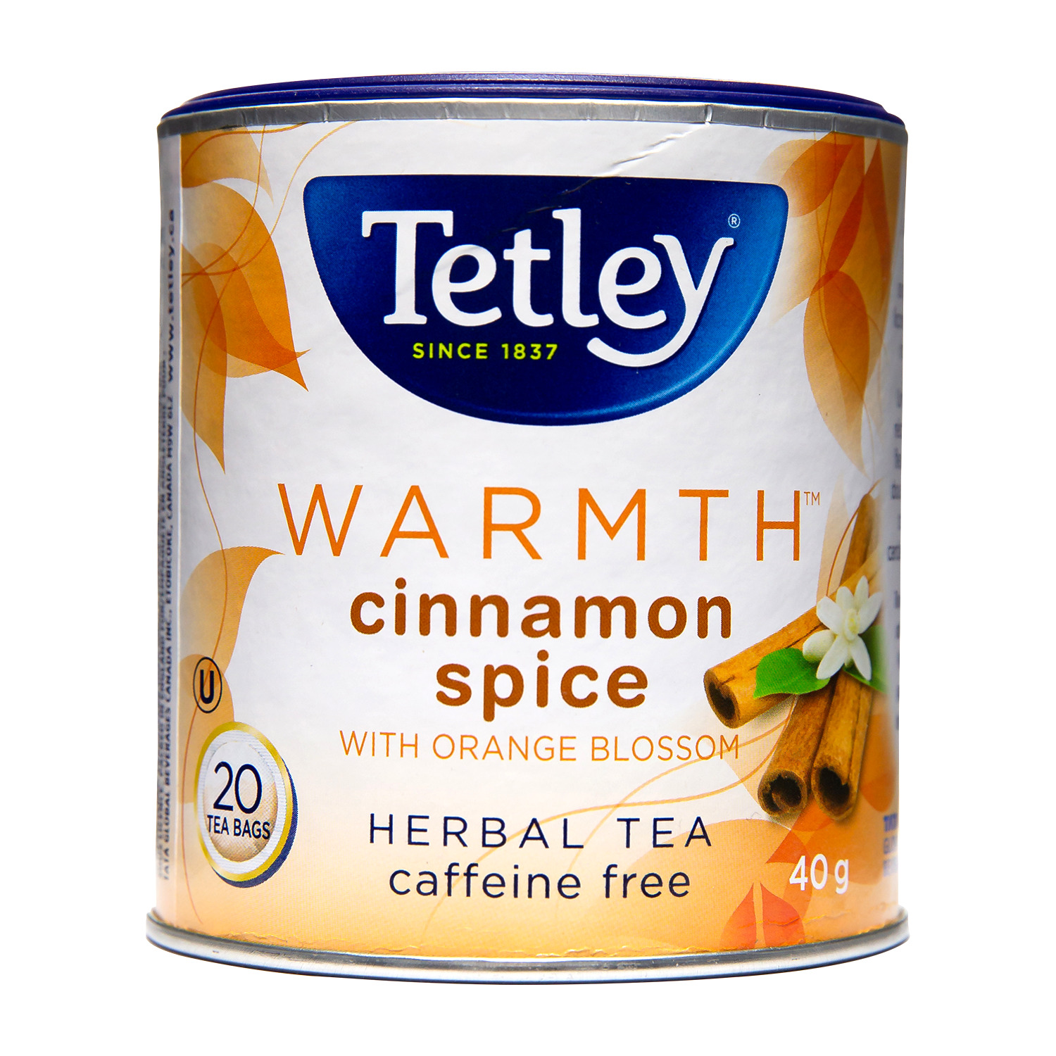 Tetley Caffeine-Free Herbal Tea Warmth Cinnamon Spice With Orange Blossom