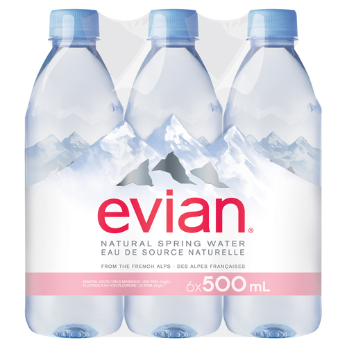 Evian Spring Water Natural 6 x 500 ml (bottles)