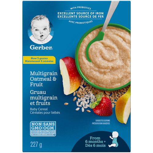 Gerber Stage 2 Baby Cereal Multigrain Oatmeal & Fruit