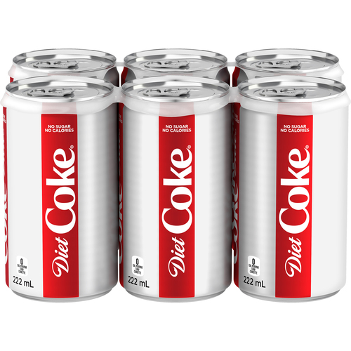 Coca-Cola Diet Coke Soft Drink Mini Sleek 6 x 222 ml (cans)