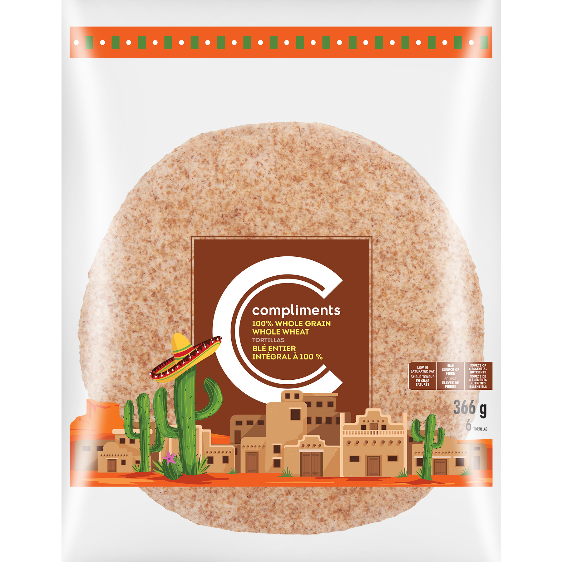 Compliments Whole Grain Tortillas Whole Wheat 10-Inch