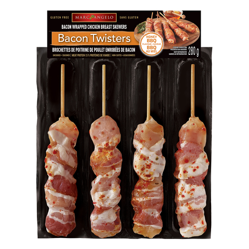 Marcangelo Bacon Wrapped Chicken Breast Skewers Honey BBQ