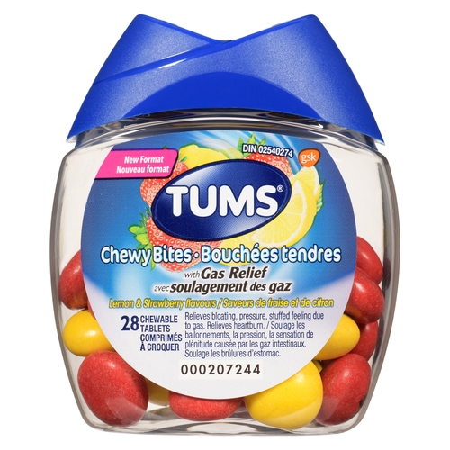 Buy Tums Chewy Bites Gas Relief Lemon Strawberry 28 Count