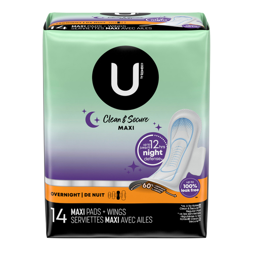 U by Kotex Clean & Secure Overnight Pads With Wings
