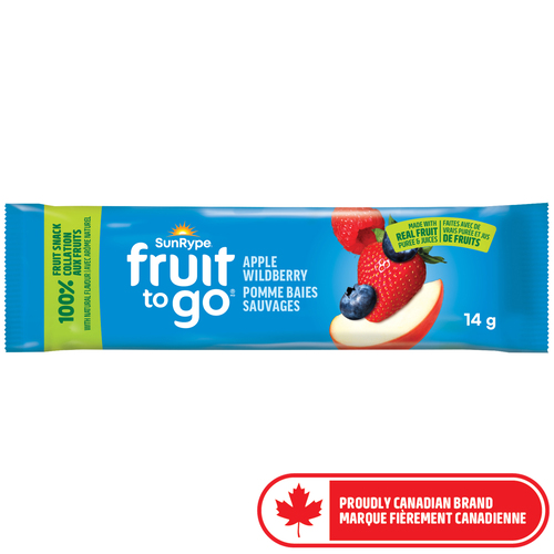 SunRype Fruit To Go Vegan 100% Fruit Snack Apple Wildberry 14 g