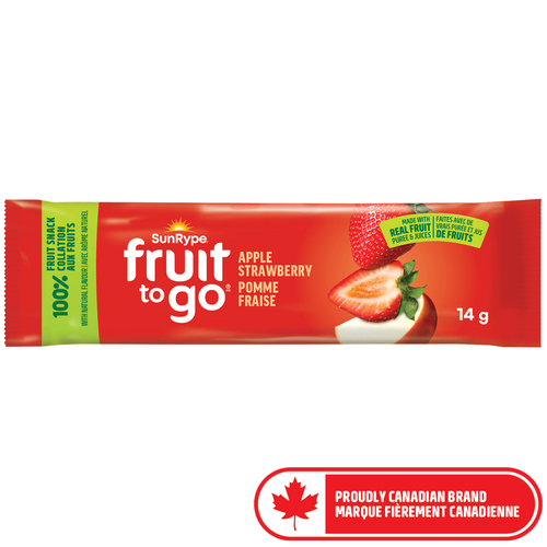 SunRype Fruit To Go Vegan 100% Fruit Snack Apple Strawberry 14 g