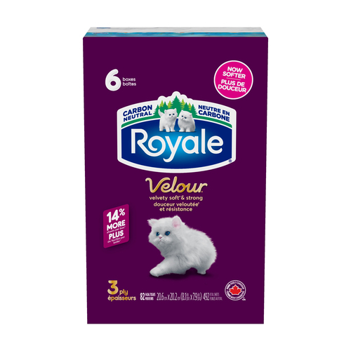 Royale Velour Facial Tissue 3 Ply 6 Boxes x 82 Sheets