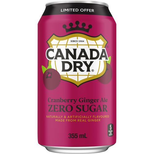 Buy Canada Dry Zero Sugar Ginger Ale Cranberry 355 ml (can) | Foodland