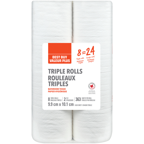 Best Buy Toilet Paper 2-Ply 8 Triple Rolls x 363 Sheets 