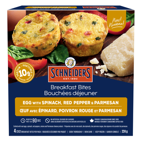 Schneiders Meat Pie Egg With Spinach, Red Pepper & Parmesan Breakfast Bites