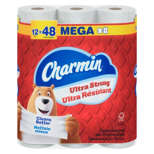 Charmin Toilet Paper Ultra Strong 2-Ply 12 Rolls x 220 Sheets
