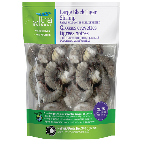 Ultra Frozen Black Tiger Shrimp Raw Shell-On Ez Peel