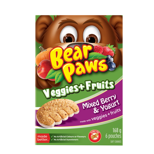 Dare Dare Bear Paws Peanut-Free Cookies Veggies And Fruit Mixed Berry And Yogurt