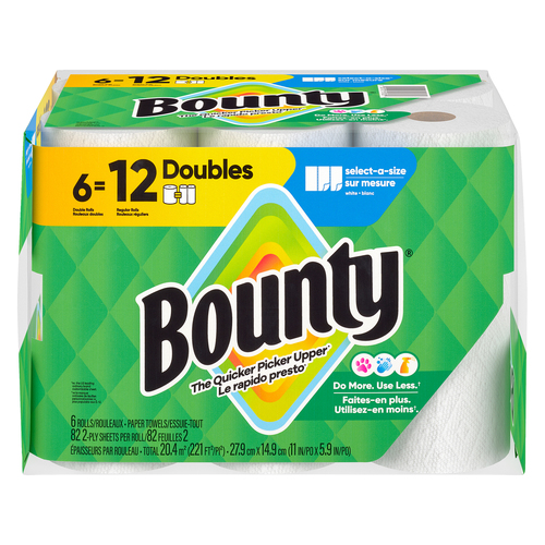 Bounty Paper Towel 2-Ply 6 Double Rolls x 82 Sheets 