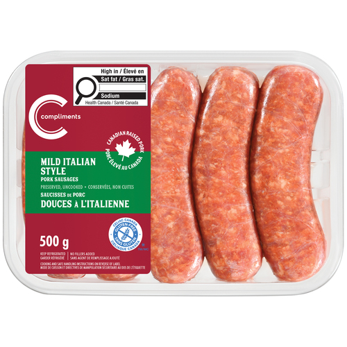 Compliments Frozen Pork Sausage Mild Italian