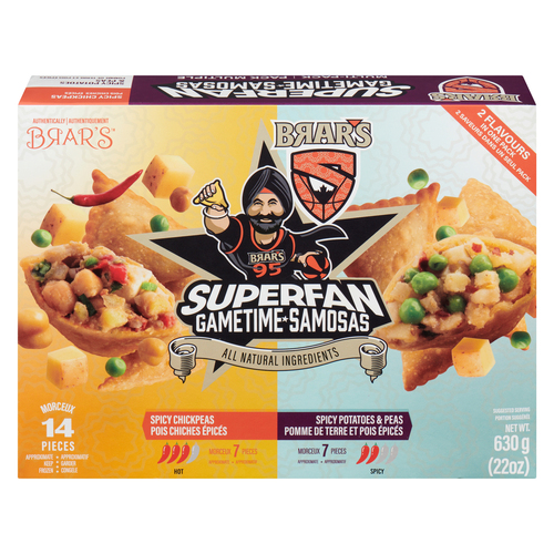 Brar's Superfan Gametime Frozen Samosas Spicy Chickpeas And Potato