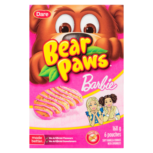 Dare Bear Paws Peanut-Free Soft Vanilla Cookies With Sprinkles Barbie