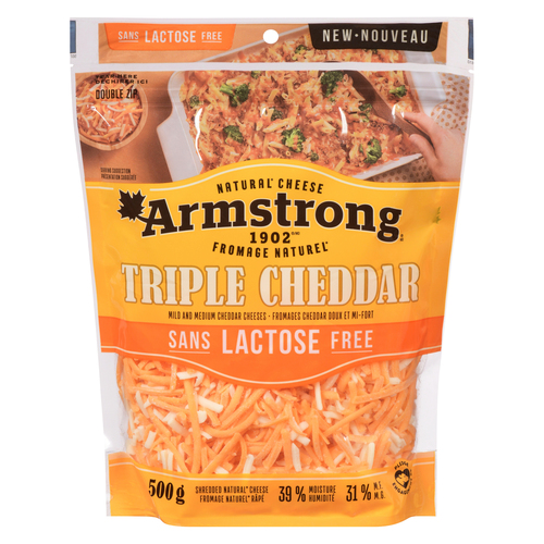 Buy Armstrong Lactose-Free Shredded Cheese Triple Cheddar 500 g