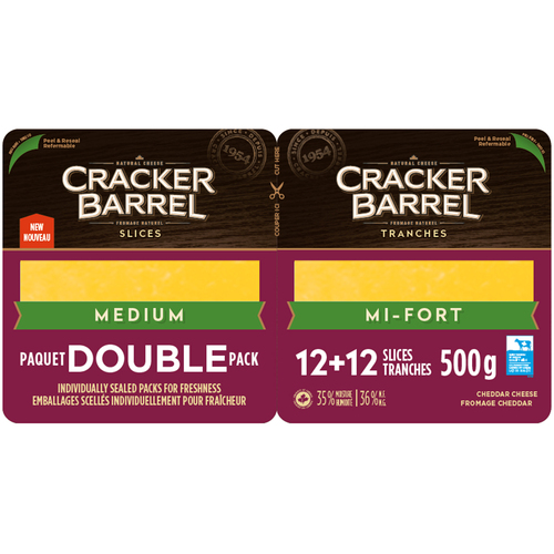 Cracker Barrel Cheese Slices Medium Cheddar