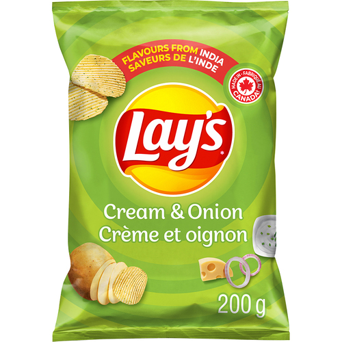 Lay’s Potato Chips Cream & Onion Ridged Flavoured 200 g