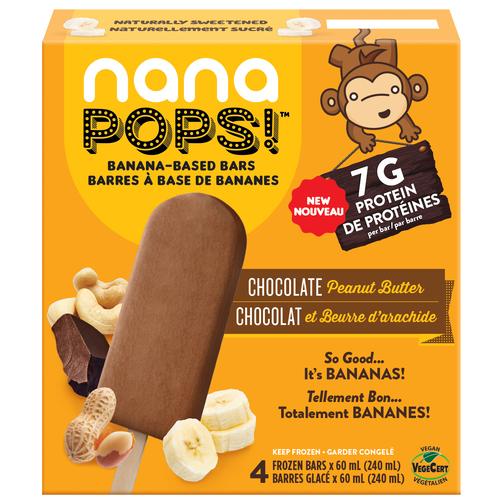 Nana Pops! Frozen Bars Banana-Based Chocolate Peanut Butter