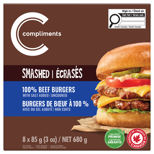 フレーバーズ267YOU YOUR ILLUSION 1 Burger 未開封 Buy Compliments Frozen Beef Burgers Smashed 8 x 85 g | Thrifty Foods