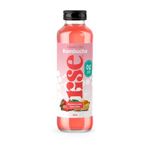 Rise Organic Kombucha Zero Sugar Strawberry & Lemon