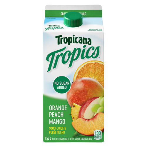 Tropicana Tropics Juice Orange Peach Mango