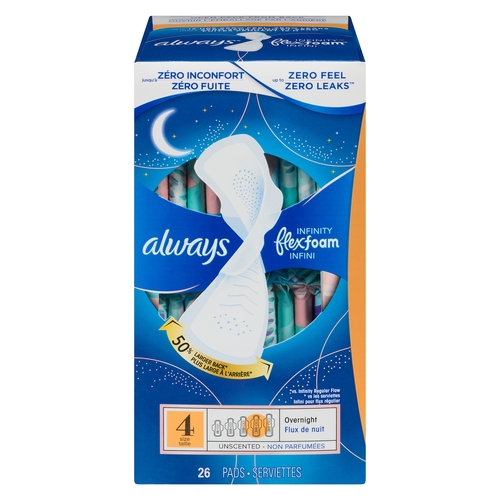 Always Infinity Pads Overnight Size 4 Unscented