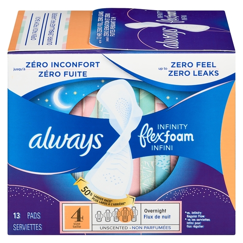 Always Infinity Pads Overnight Size 4 Unscented