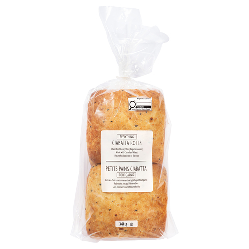 Buy Upper Crust Ciabatta Buns Everything 4 Pack 340 g | FreshCo