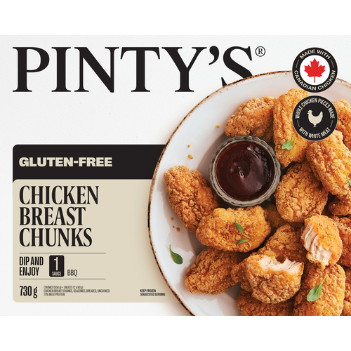 Pintys Breast Chunks, Seasoned, Breaded, Uncooked