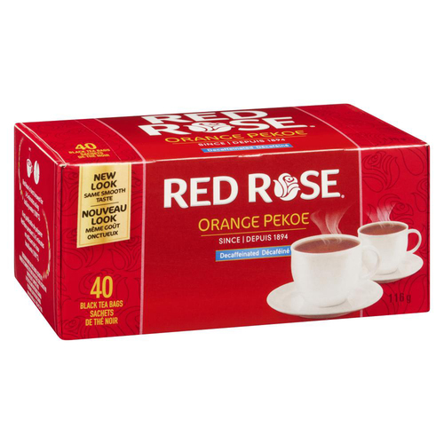 Buy Red Rose Black Tea Orange Pekoe Decaffeinated 40 Tea Bags | IGA