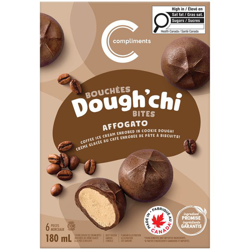 Compliments Frozen Dough'Chi Bites Coffee Ice Cream Enrobed In Cookie Dough