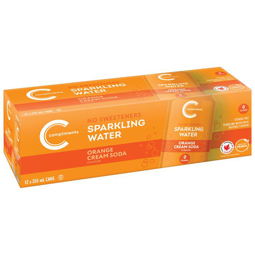 Compliments Sparkling Water Orange Cream Soda