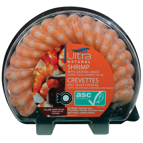 Ultra Natural Half Moon Shrimp Tray With Cocktail Sauce