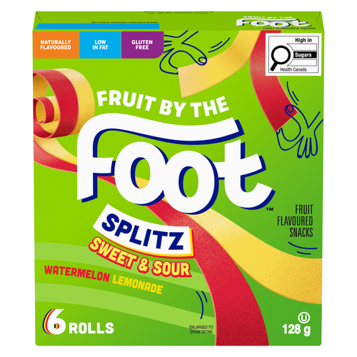 Fruit By The Foot Fruit Flavoured Snacks Splits Watermelon Lemonade 6 Rolls 128 g