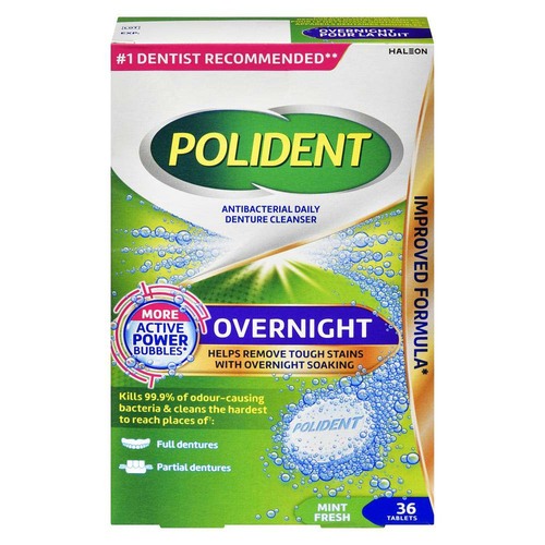Buy Polident Antibacterial Daily Denture Cleanser Overnight Mint