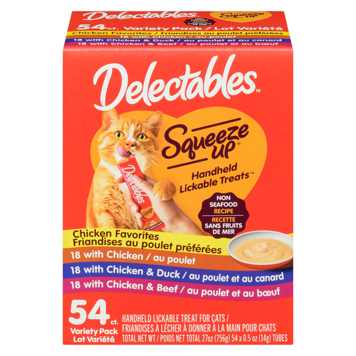 Hartz Delectables Squeeze Up Cat Treats Non-Seafood Recipe Variety Pack