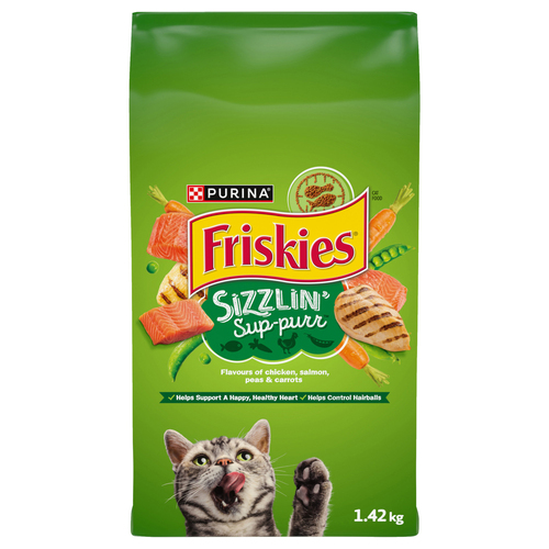 Friskies Dry Cat Food Chicken, Salmon, Peas & Carrots