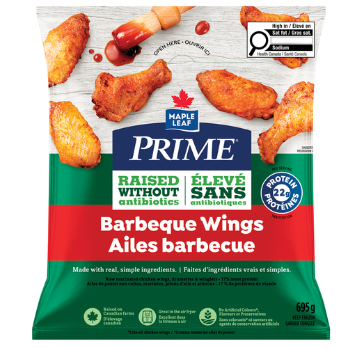 Prime Frozen Raw Chicken Wings Barbeque