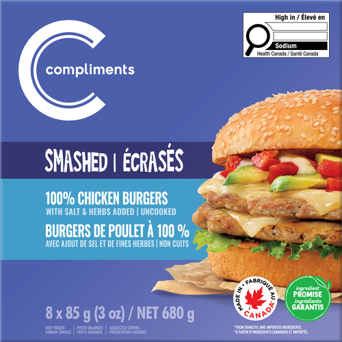 Compliments Frozen Chicken Smashed Burgers