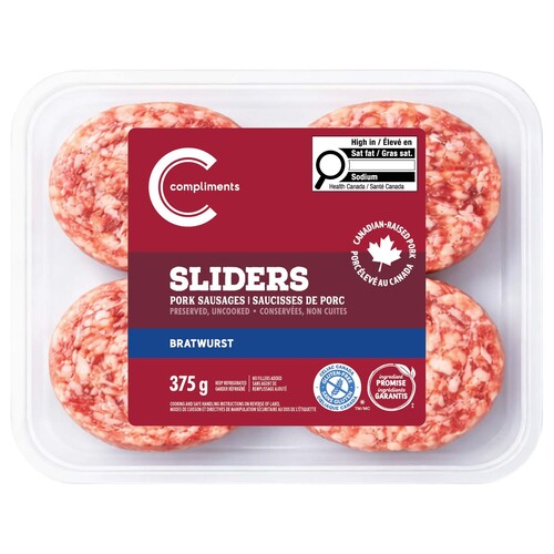 Compliments Frozen Pork Sausage Sliders Bratwurst