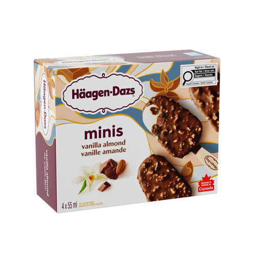 Buy Häagen-Dazs Ice Cream Bars Minis Vanilla Almond 4 x 55 ml | IGA