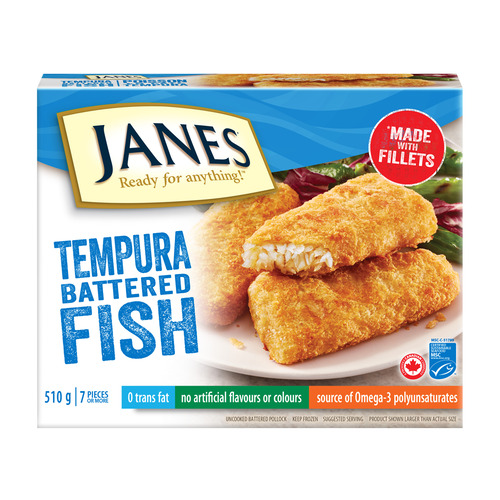 Janes Frozen Tempura Battered Breaded Pollock Fish Uncooked