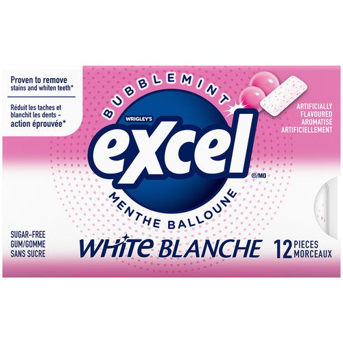 EXCEL Sugar Free Teeth Whitening Chewing Gum White Bubblemint Flavoured