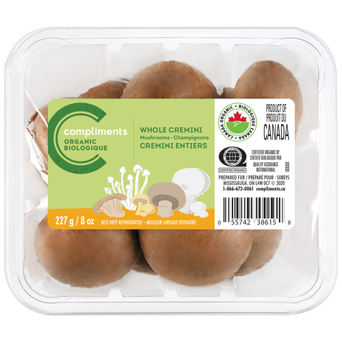 Compliments Organic Whole Cremini Mushrooms